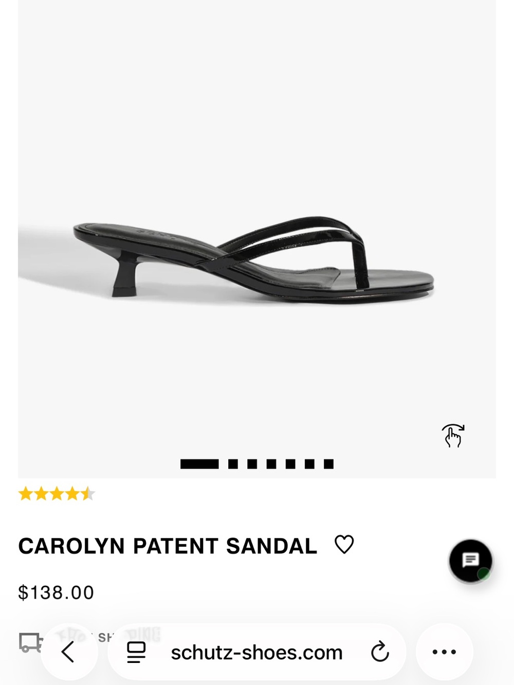 SCHUTZ Carolyn Patent Sandal: Black Kitten Heel Thong Sandal - Women's